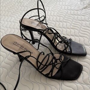 Charles David Elegant Black Lace-Up Heels